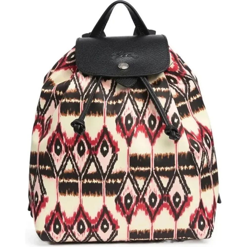 New LongchampโParis Le Pilage Ivory Ikat Drawstring Backpack